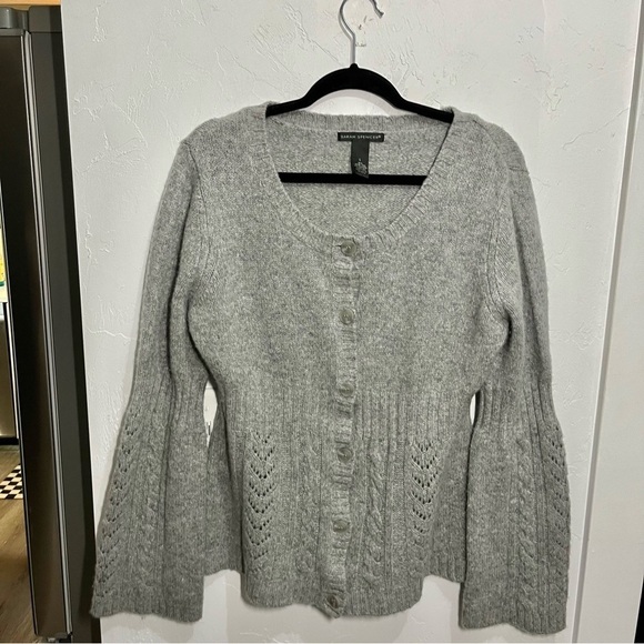 Sarah Spencer Lambswool Cashmere Blend Bell Sleeve Cardigan Large - Picture 1 of 12